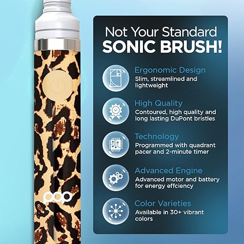 Miniatura 6 de Cepillo de dientes eléctrico Pop Sonic (leopardo), cepillos de dientes de viaje con batería AAA, cepillos de dientes eléctricos para niños con 2