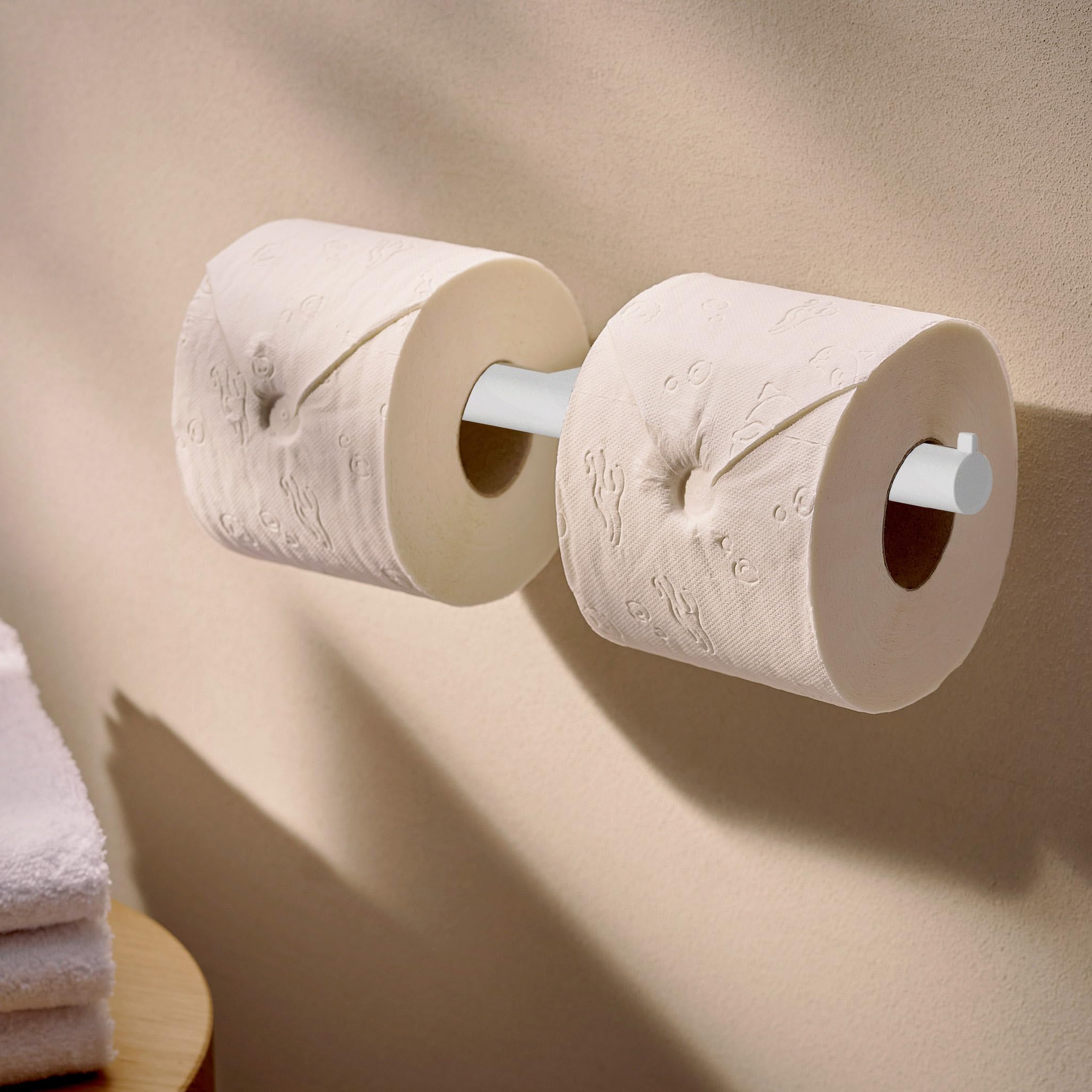 hansgrohe AddStoris S - Portarotolo doppio, portarotolo da parete, porta carta igienica, fissaggio nascosto, accessori bagno, bianco opaco, 41768700