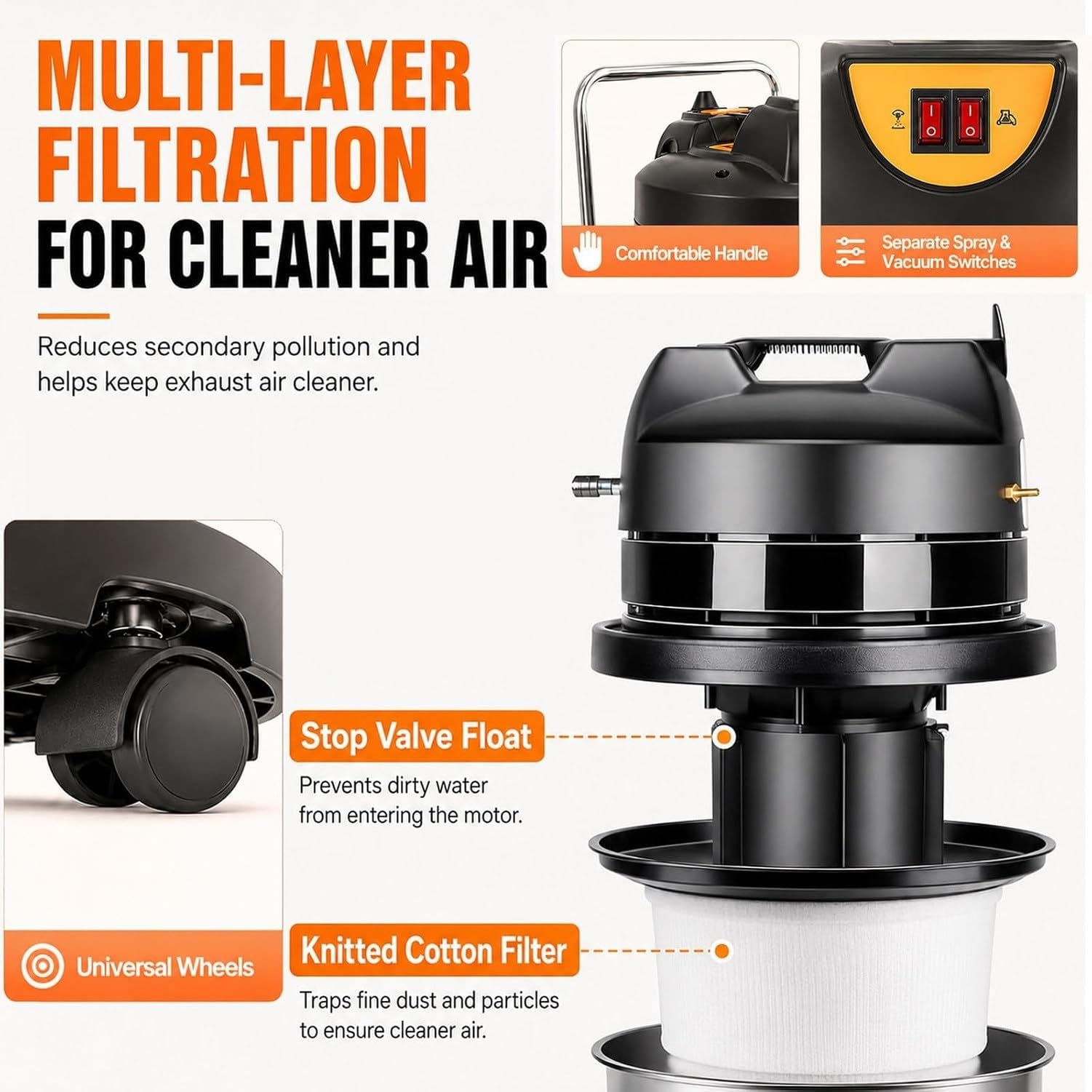 Szamponarka wykładzin 40L, profesjonalny odkurzacz piorący do tapicerki i kanap | Czyści dywany, materace, fotele samochodowe poprzez iniekcję ekstrakcję, płuka, 40L, 40L