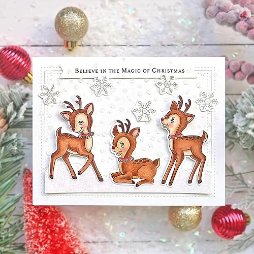 Miniatura 3 de Qoiseys Juego de sellos y troqueles transparentes de ciervo de Navidad para hacer tarjetas, plantillas cortadas para álbumes de recortes, álbum de