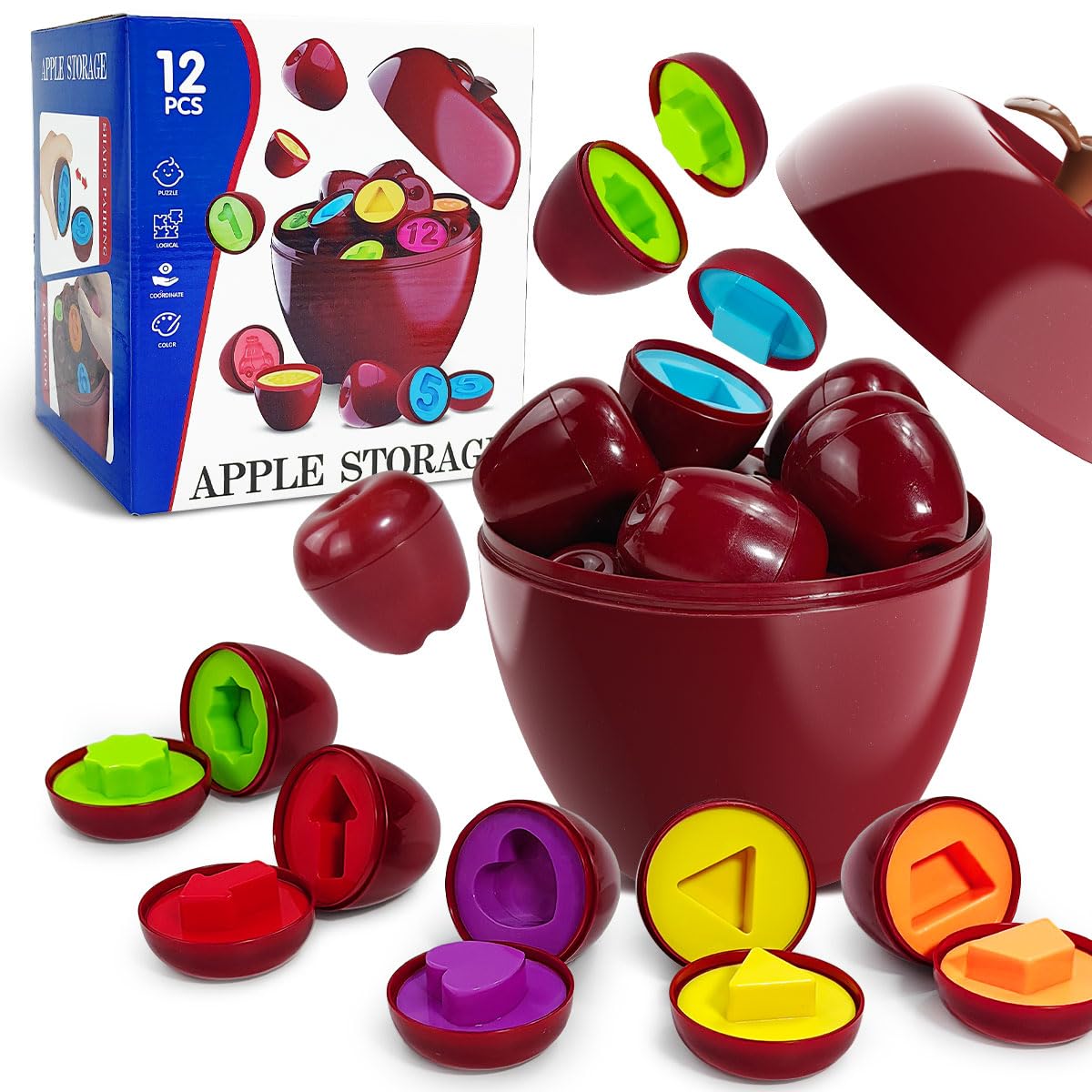 YYDeek Montessori Toys for 1 Year Old, Color and Shape Sorting & Stacking Puzzle, Educational Toddler Matching Toys for 2-3 year Olds, Early Learning Gifts for Boy Girl