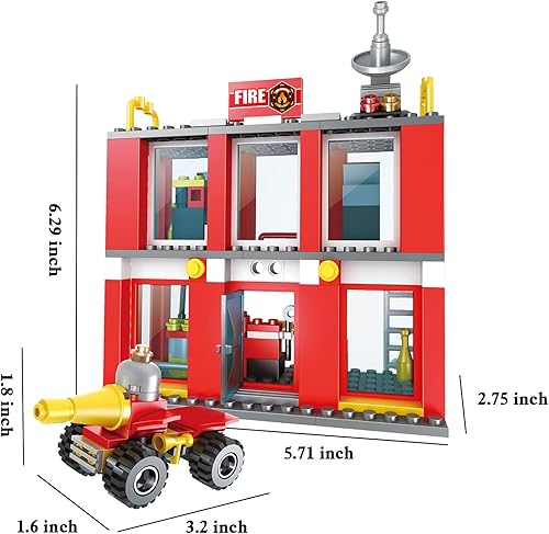 Miniatura 6 de Estación de bomberos de la ciudad, juego de construcción de camión de bomberos 2 en 1, juego de vehículos de bomberos para jóvenes, bloques de