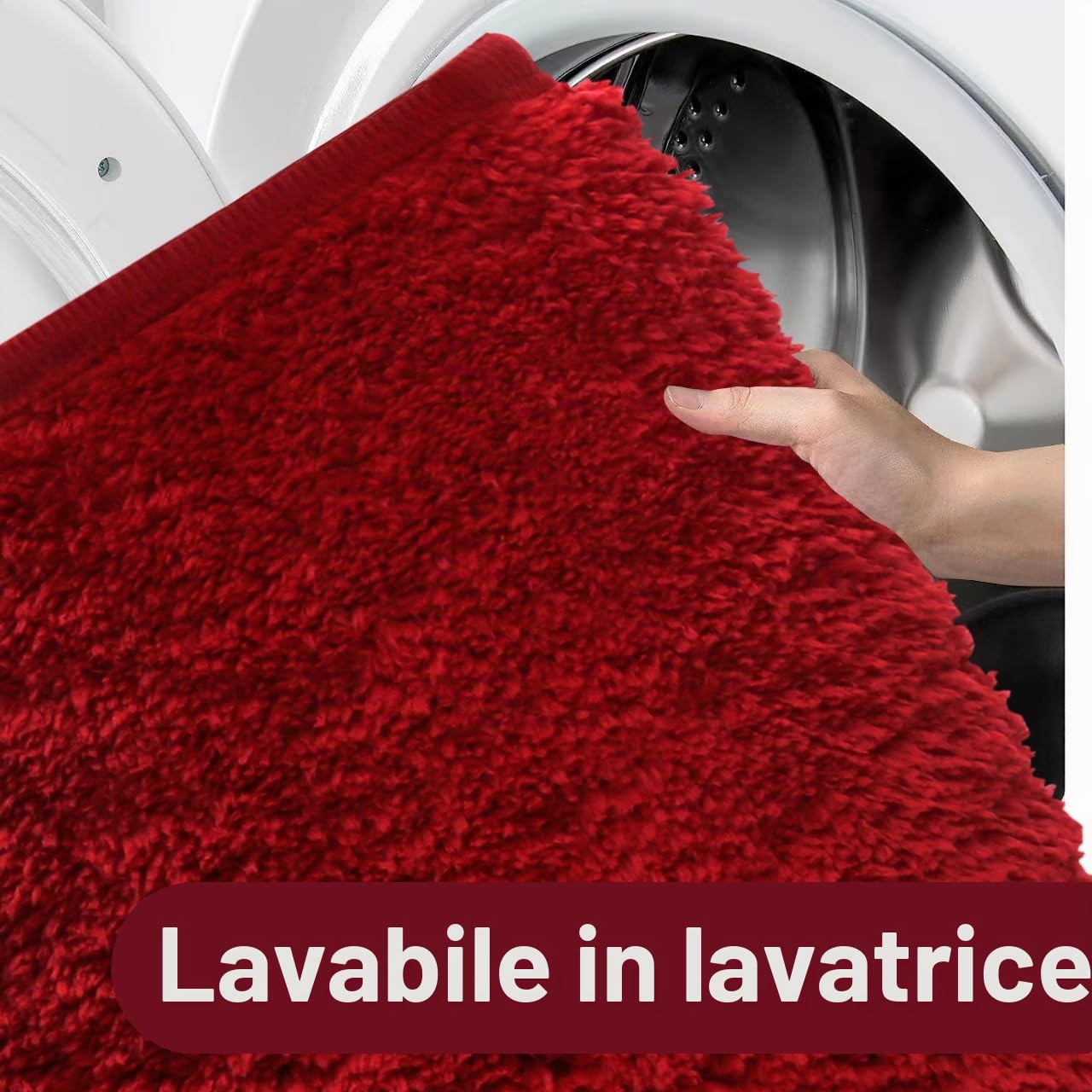 Tappetino da bagno extra large 60 x 180 cm, tappetini antiscivolo per pavimento, tappeti assorbenti in microfibra per camera da letto, rosso