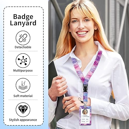 Miniatura 7 de Cordón para credencial y soporte para credencial de identificación, carretes retráctiles con clip para cinturón de carrete de mosquetón, cordón de