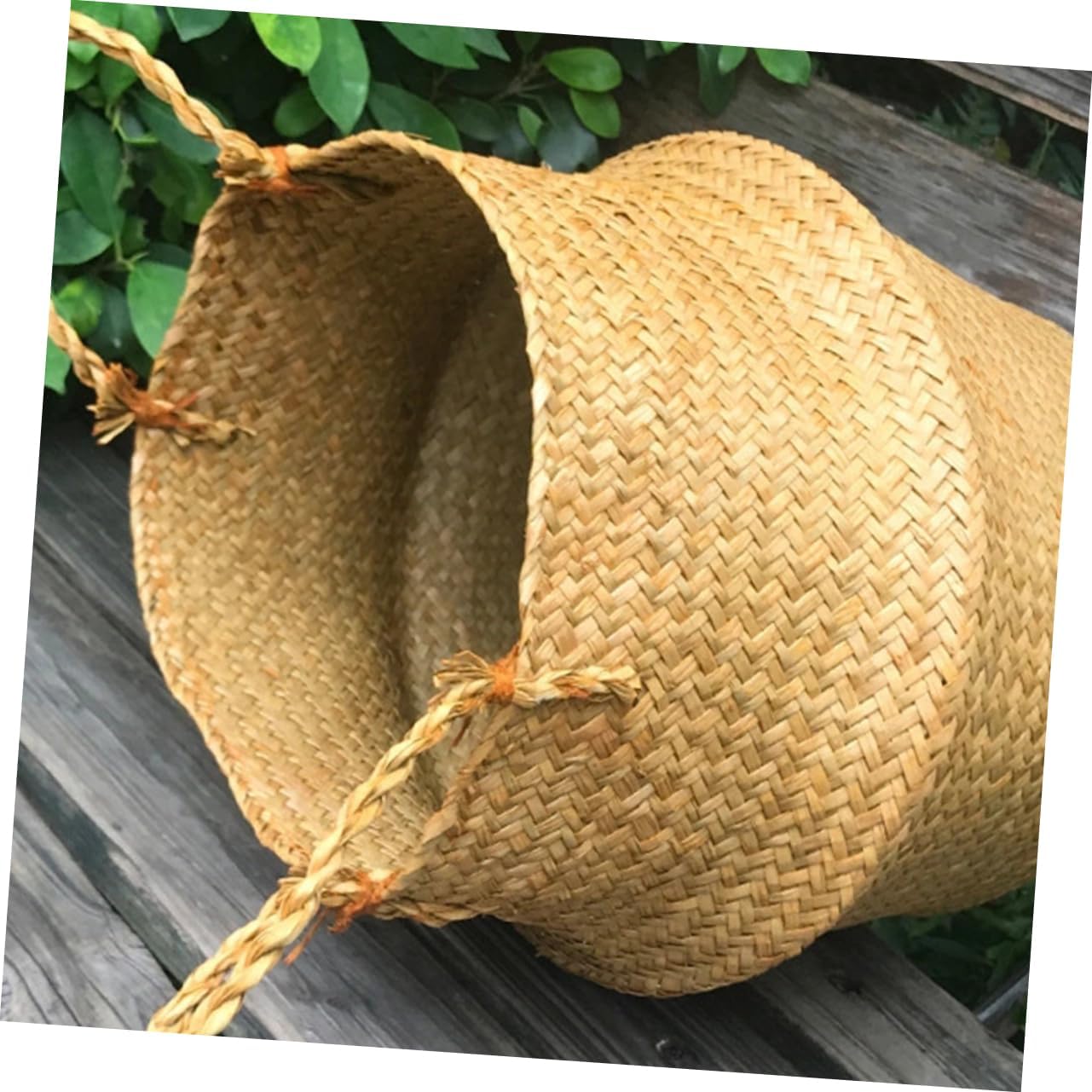 POPETPOP 2pcs Portable Woven Baskets Yellow Garden Basket Straw Flower Baskert Handheld Storage Holder for Wedding Decor Home