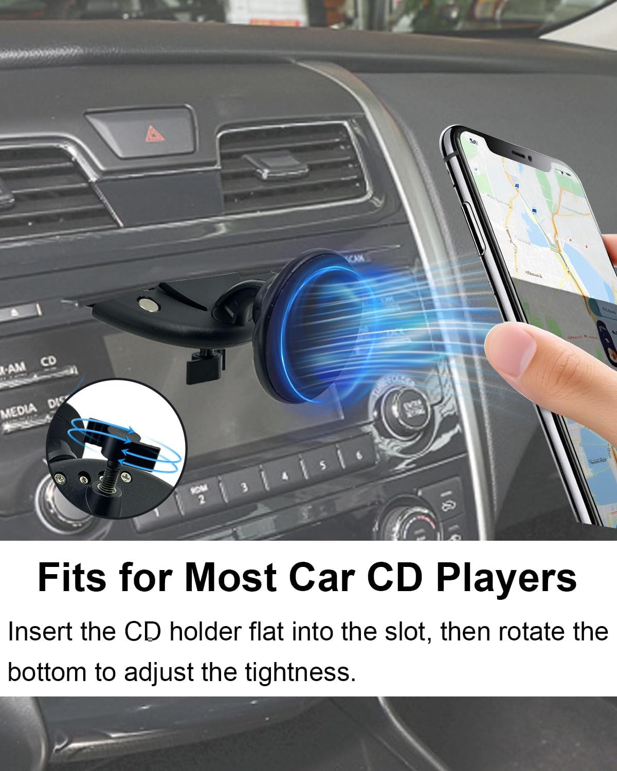 Magnetic Mobile Phone Holder Car CD Slot Mobile Phone Holder Car Charger for Magsafe Car Holder for CD Slot, 360° Rotating Magnetic Mobile Phone Holder Motor Vehicle for iPhone 17 16 15 14 image 5