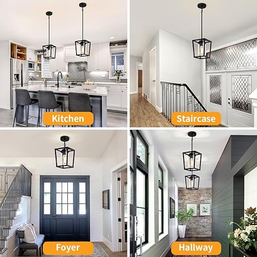 Miniatura 2 de TOULMJ Paquete de 2 luces colgantes negras para isla de cocina, lámparas colgantes modernas, iluminación de isla de cocina de granja, lámpara