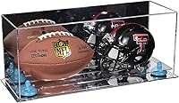 Vista 108 de Better Display Cases Acrílico 2 Mini casco de fútbol (no tamaño completo) vitrina con base de césped transparente (V46/A019)