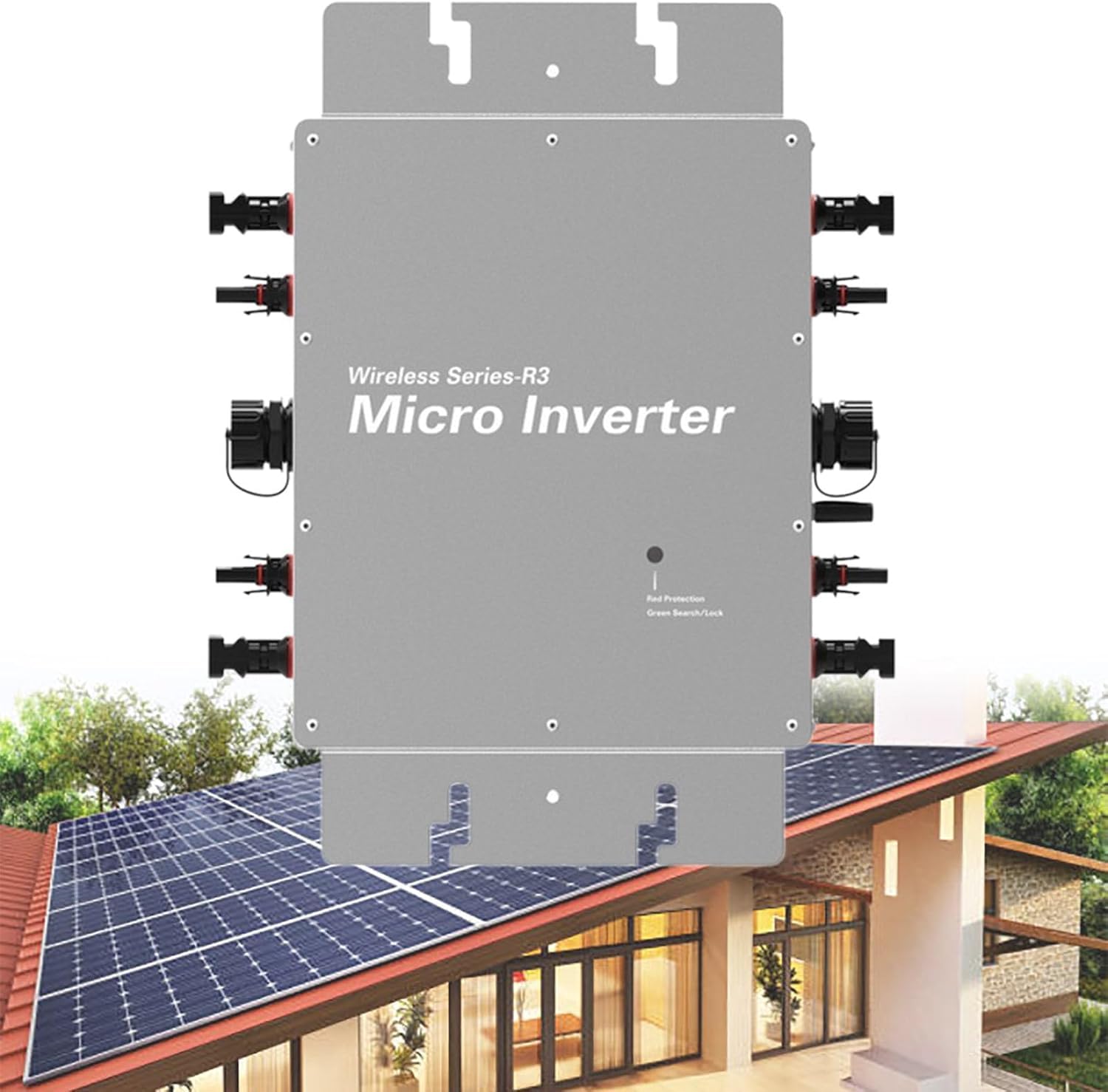 Mikroinwerter 1600W, mikroinwerter sieciowy solarny, sterowanie WiFi, samoczynne chłodzenie, automatyczne rozpoznawanie 120/230V, wodoodporny IP65