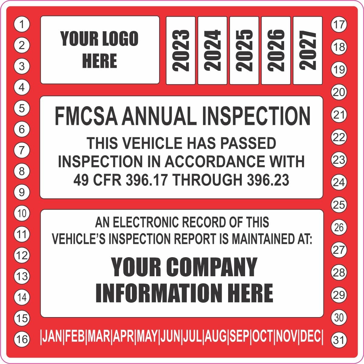 Personalized FMCSA Truck Decals/Stickers - DOT Compliance Labels