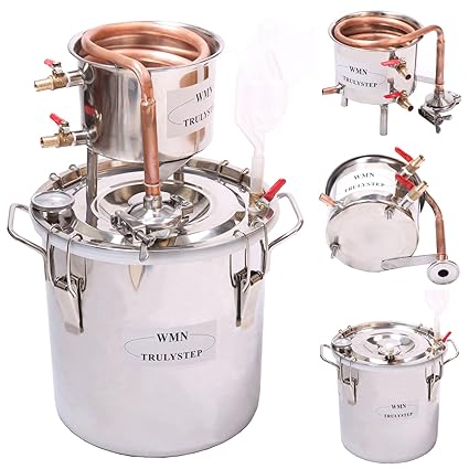 WMN_TRULYSTEP Stainless DIY 2 Gal 10 L Home Distiller Moonshine Alcohol Still Boiler Copper Thumper Keg