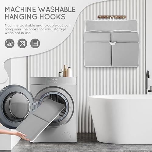 Miniatura 6 de Cómoda almohadilla de baño para rodillas y codos para bebés y padres, alfombrilla de espuma sin dolor con bolsillos organizadores de juguetes,