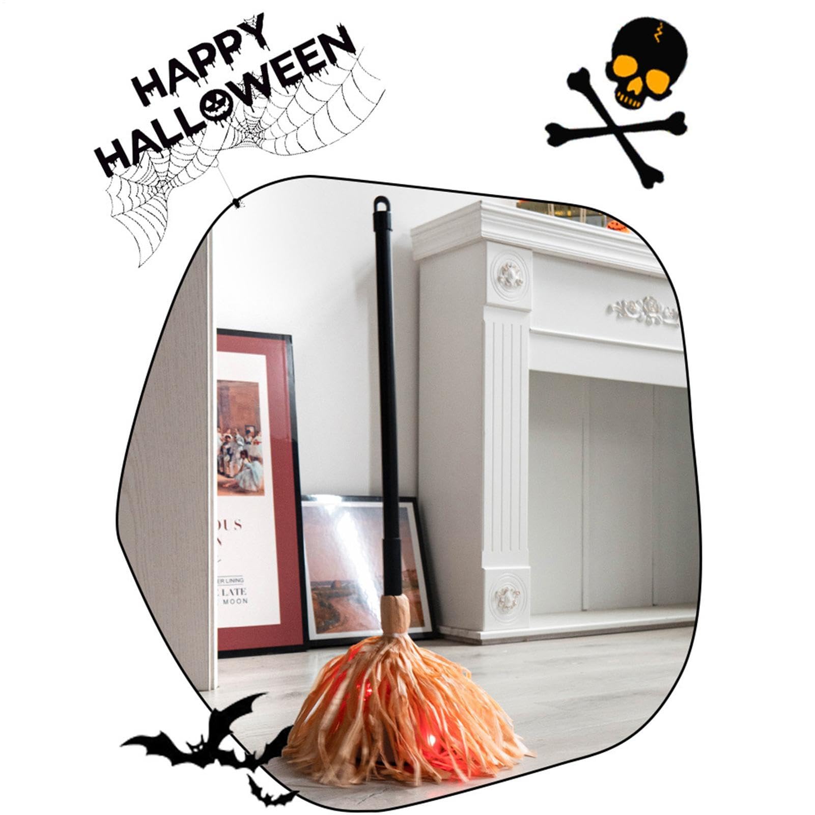 Generisch Halloween Besen Gruseliges Halloween-Tanzbesen-Ornament | Festliche Dekoration für den Hinterhof für Draußen und Drinnen, auf der , im Hinterhof, bei Partys, Treffen und im Spukhaus