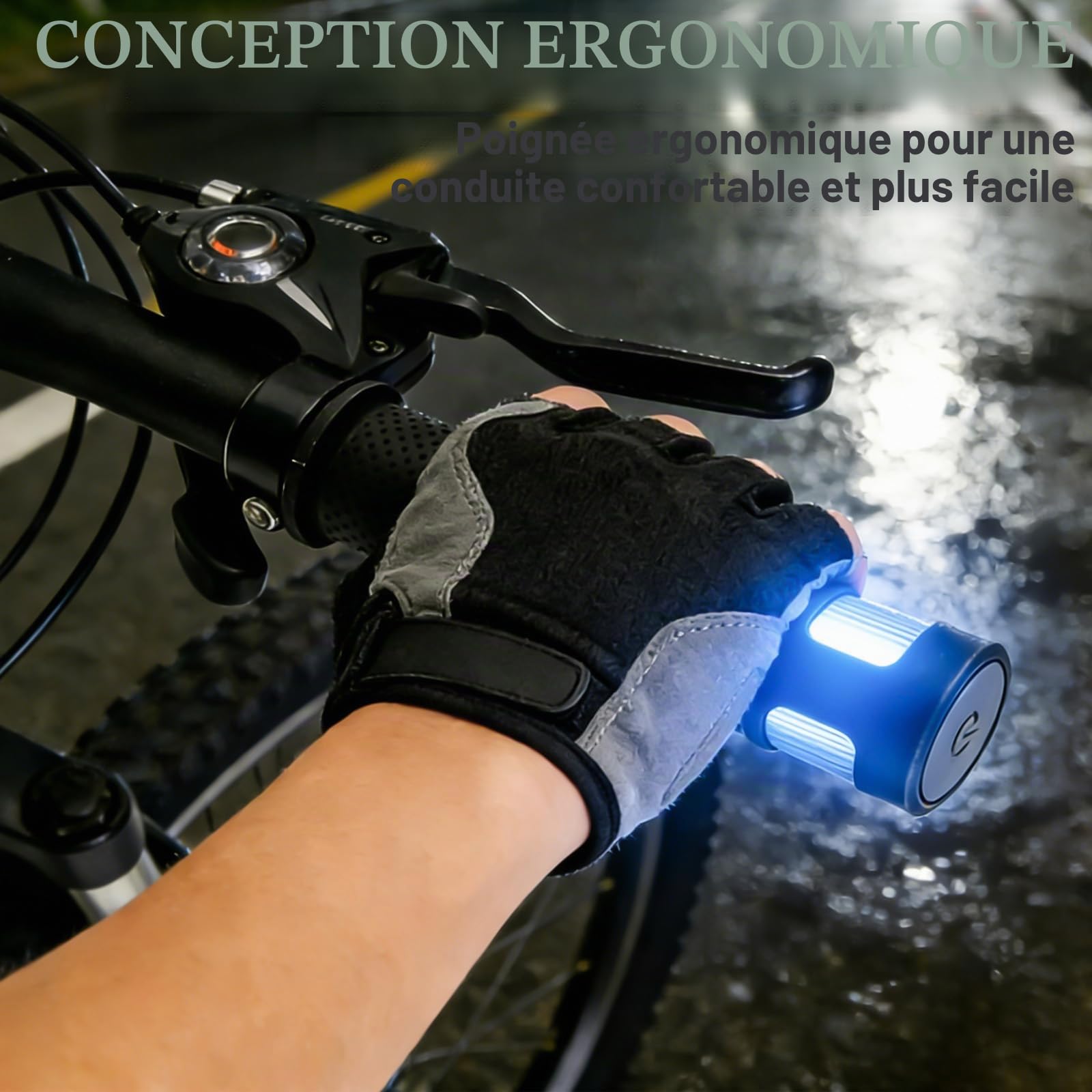 1 Paire Lumière De Guidon, 14,3 X 3,9 cm E Scooter Clignotant, Poignée De Guidon De Scooter E, Poignée Clignotante De Scooter Clignotant LED Voyant De Guidons Etanche Pour Le Cyclisme Longue Distance