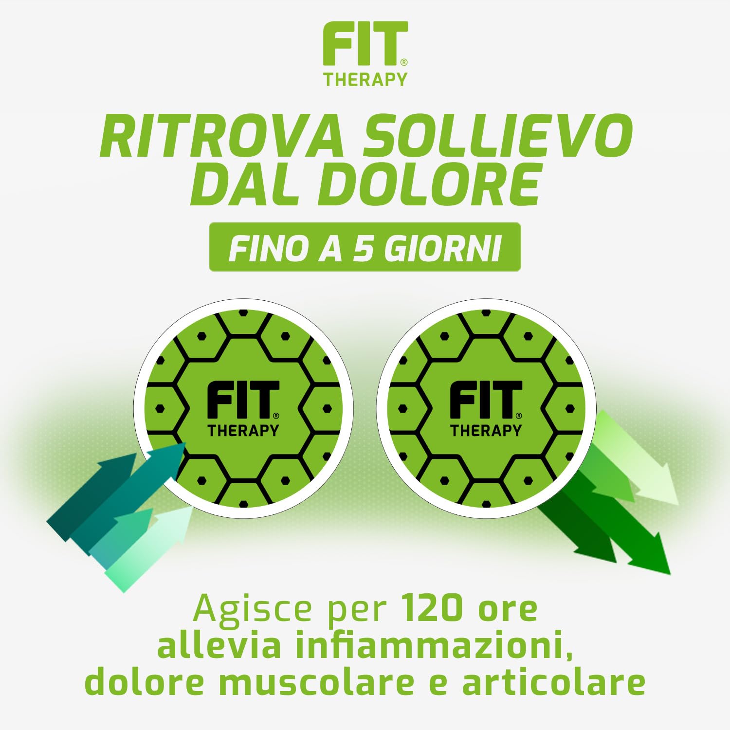 FIT Therapy – Cerotti Antidolorifici e Antinfiammatori Universali – Per Contratture, Dolori Muscolari e Articolari Localizzati – NON SCALDA, Impermeabile, Senza Farmaci, Dura 5 Giorni