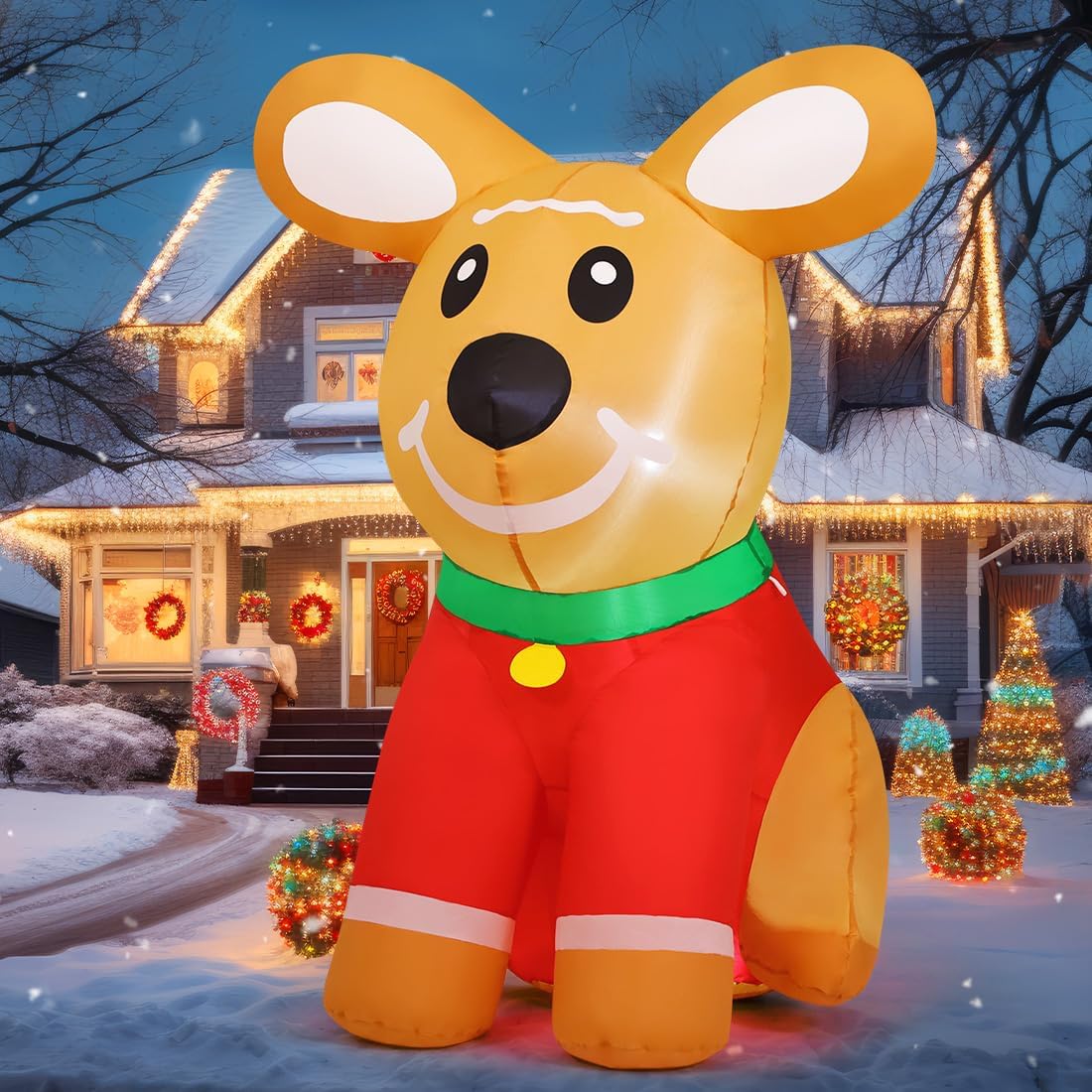 COMIN 5FT Christmas Inflatables Outdoor Decorations, Blow Up Cute Dog Inflatable with Built-in LEDs for Christmas Indoor Outdoor Yard Lawn Garden Decorations - Image 2