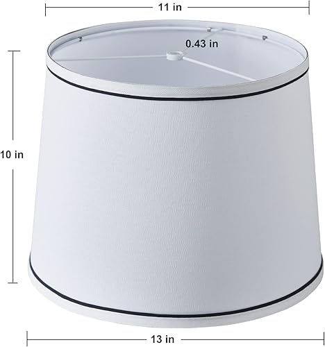 Vista 2 de White Bedside Lamp Shades Set of 2 Replacement, Fabric Lampshades for Table Lamps Floor Lamps, Medium Lampshades 13" Top x 11" Bottom x 10" High