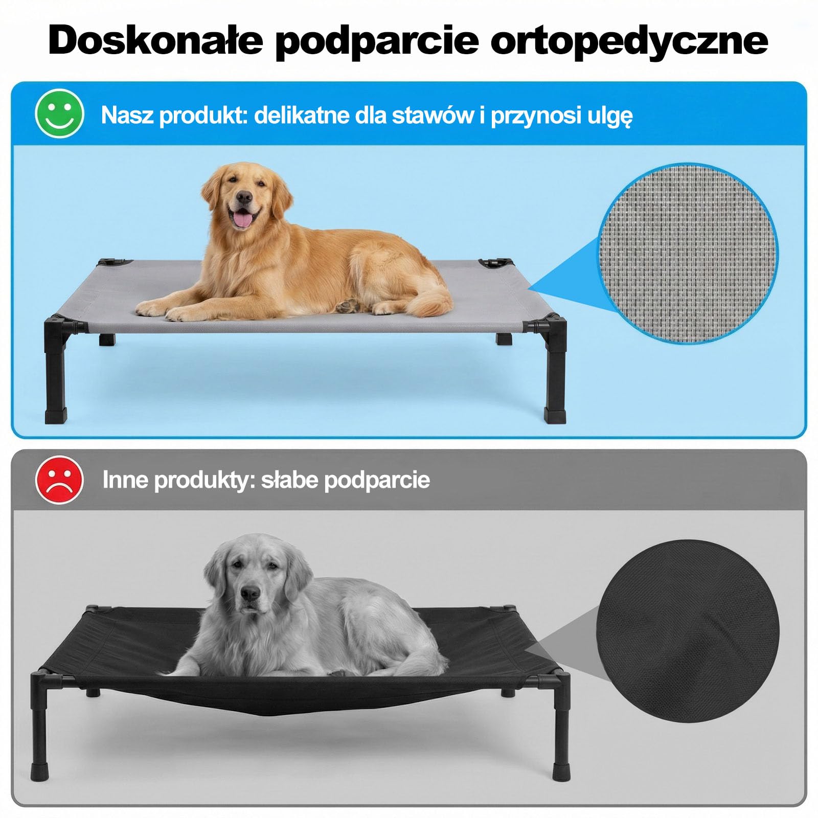Niubya Podwyższone Legowisko dla Małych Psów M 90x63x19 cm, Siatka Chłodząca Odporna na Gryzienie, Stal Antykorozyjna, do Użytku Wewnątrz i na Zewnątrz