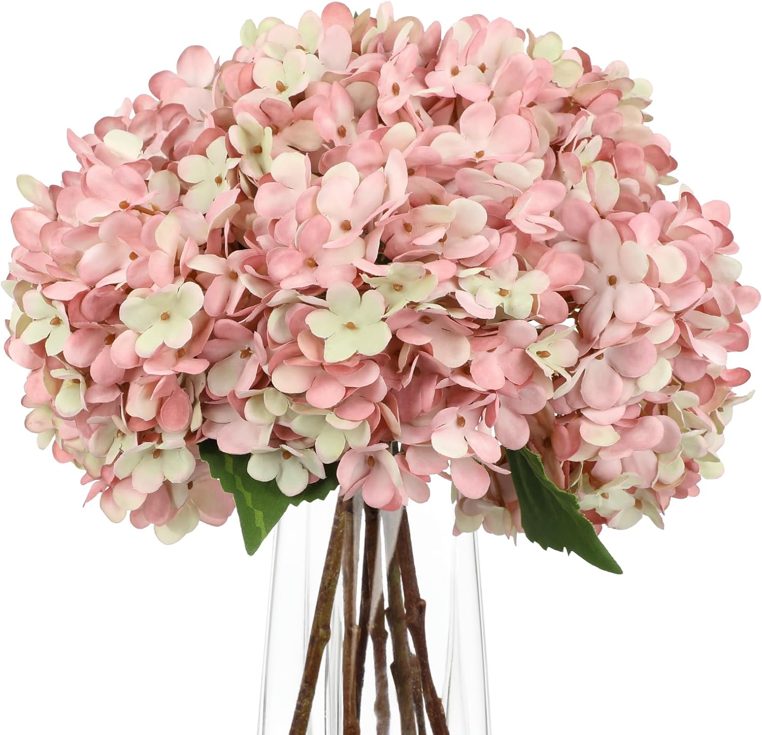 Hollyone 6PCS Pink Hydrangea Artificial Flowers Artificial Hydrangeas Silk Flowers for Home Decor Indoor Wedding Flower Faux Flower Kitchen Centerpiece Table Decorations