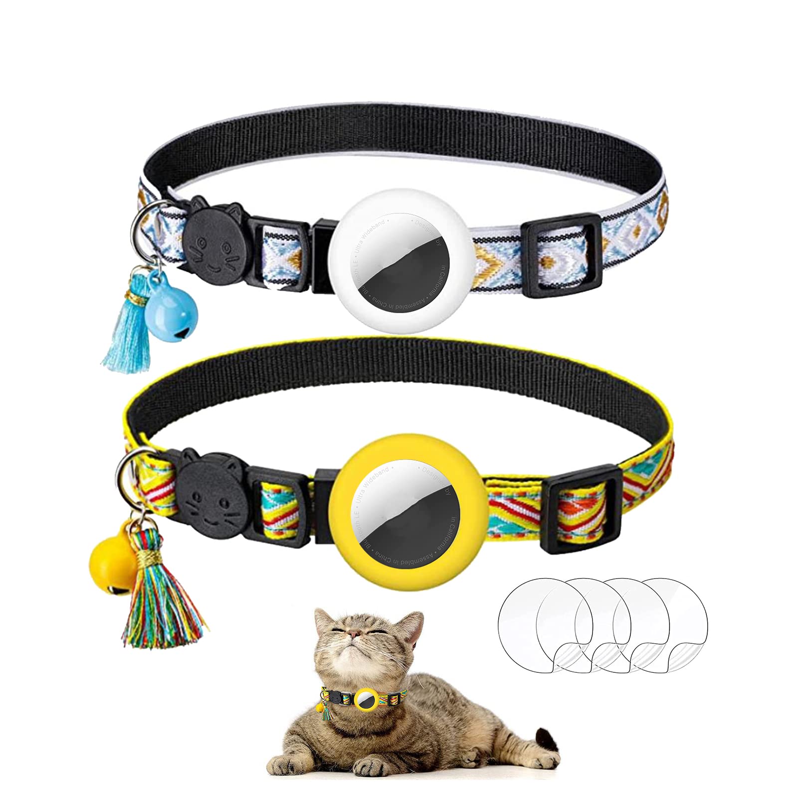 Amazon | 2 PACK Airtag猫首輪、鈴付きテカリ付きAirtag猫首輪と Amazon | 2 PACK Airtag猫首輪、鈴付きテカリ付きAirtag猫首輪と