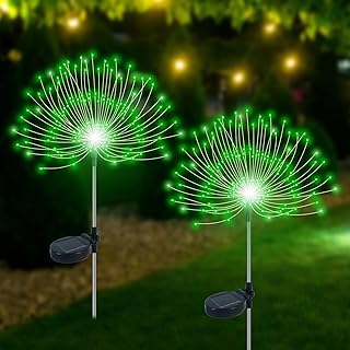 Solar Garden Lights Outdoor Waterproof, 2 Pack 120 LED Solar Firework Lights Decorative Garden Décor Outside for Flowerbed Pathway Party Christmas Decoration, Green