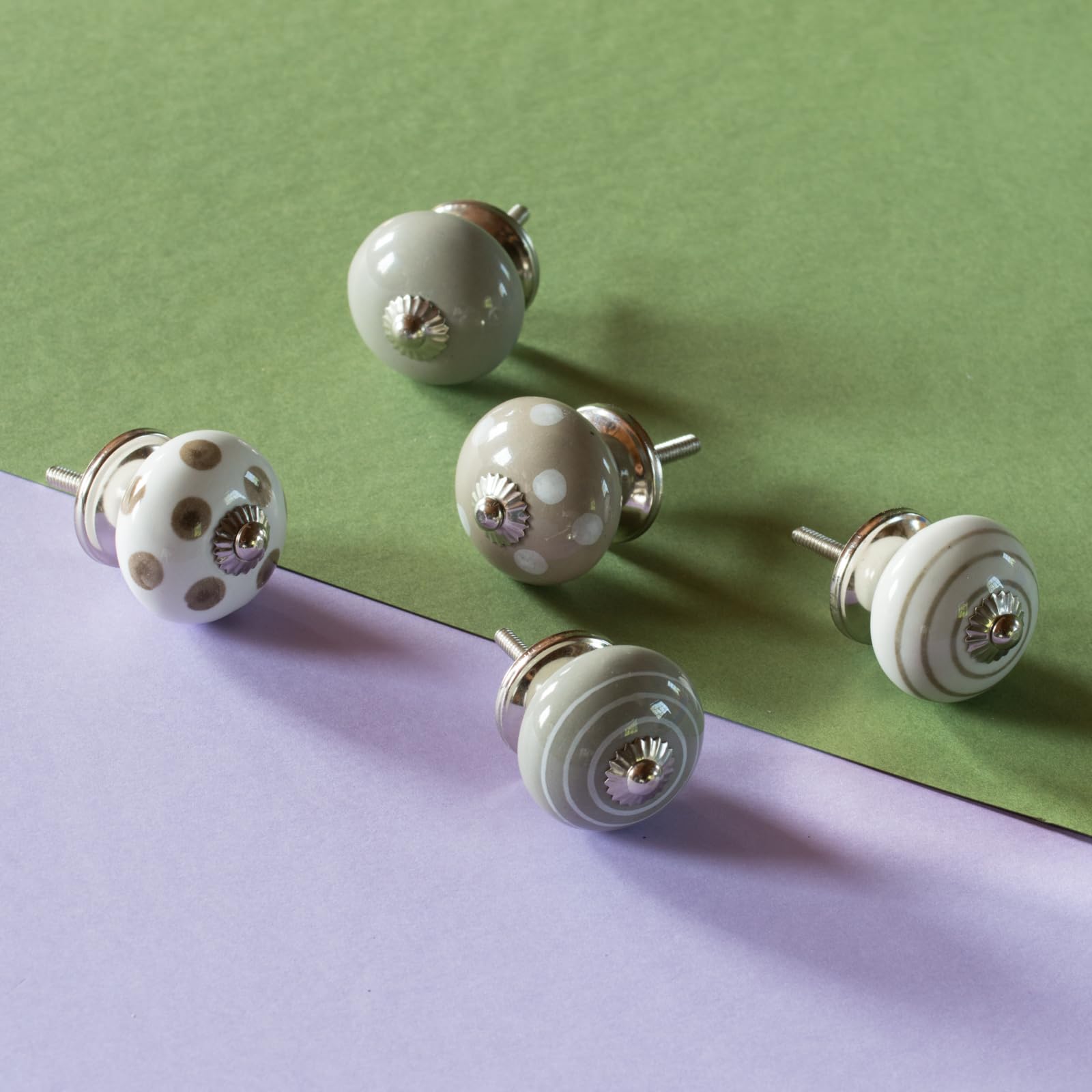 Pomello Per Mobili In Ceramica Dipinto A Mano - Stile Shabby Chic, Con Corona Argentata - Foto 10