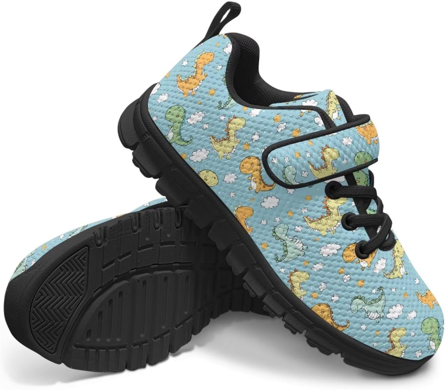 Girls Athletic Shoes with Hook and Loop Cute Print Breathable Mesh Tennis for Little Kid/Big Kid US 10.5-2.5