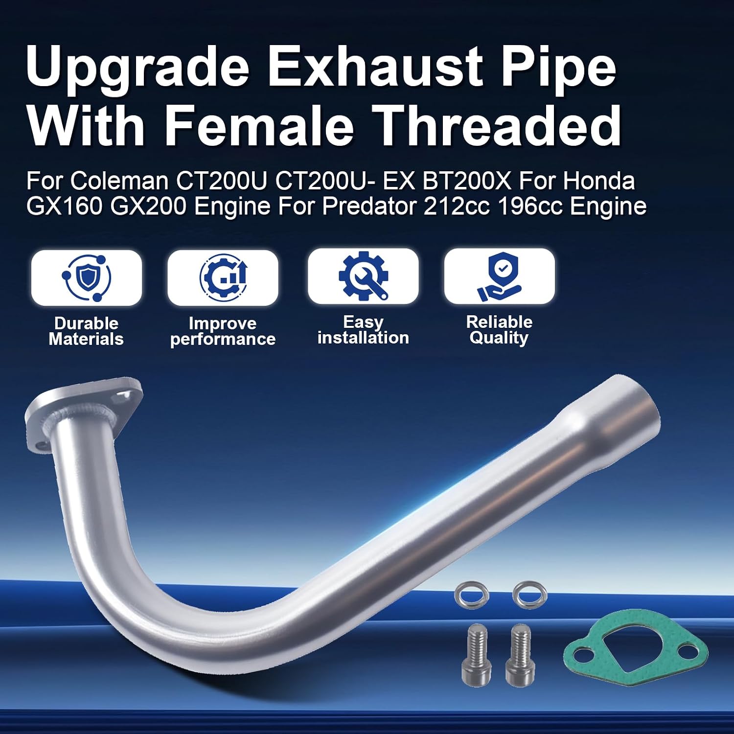 Exhaust Pipe for Coleman CT200U BT200X Mini Bike,for GX160 GX200 Go Cart,for Predator 212cc Go Kart & Mini Bike
