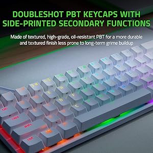 Razer Huntsman Mini 60% Gaming Keyboard: Linear Optical Switches - Rapid Trigger Mode - Chroma RGB Lighting - PBT Keycaps - Onboard Memory - Snap Tap - White