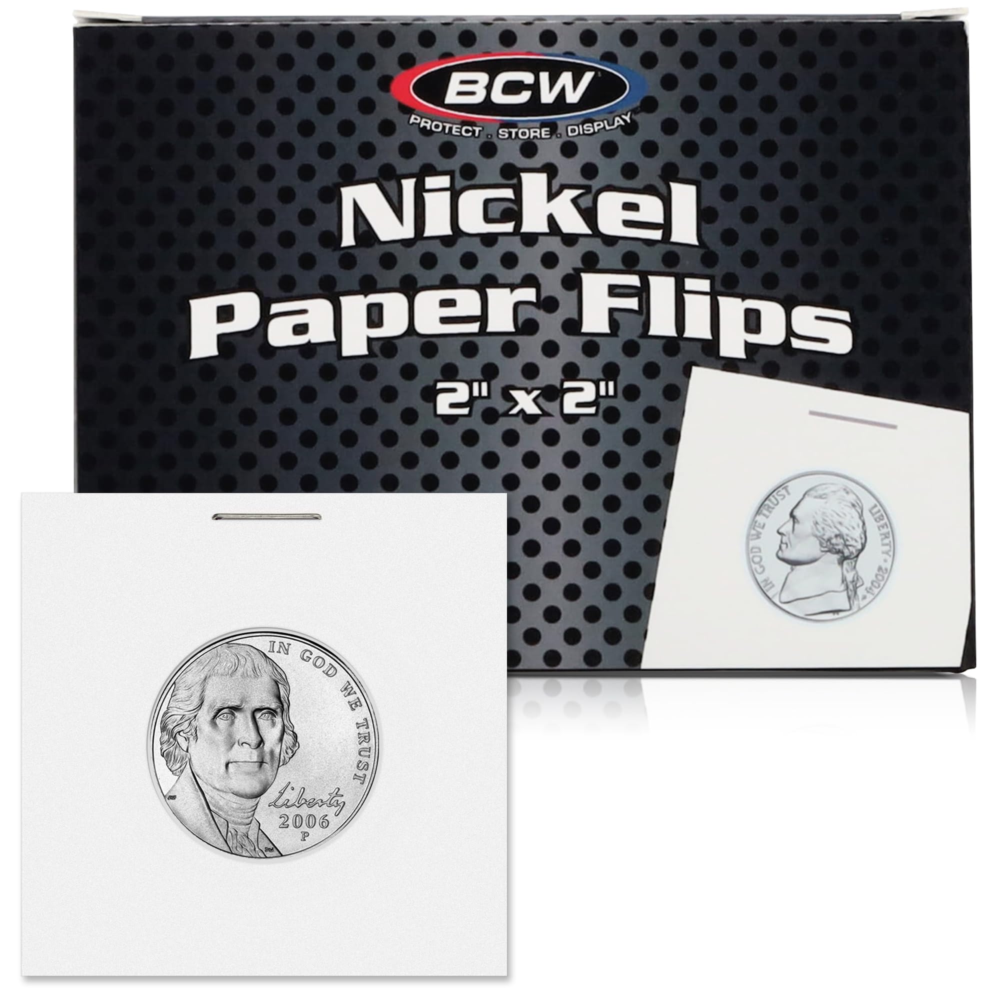 100pcs 2x2 Cardboard Mylar Coin Flips - 23mm Diameter, For Nickels & Small Coins 6 thumbnail image