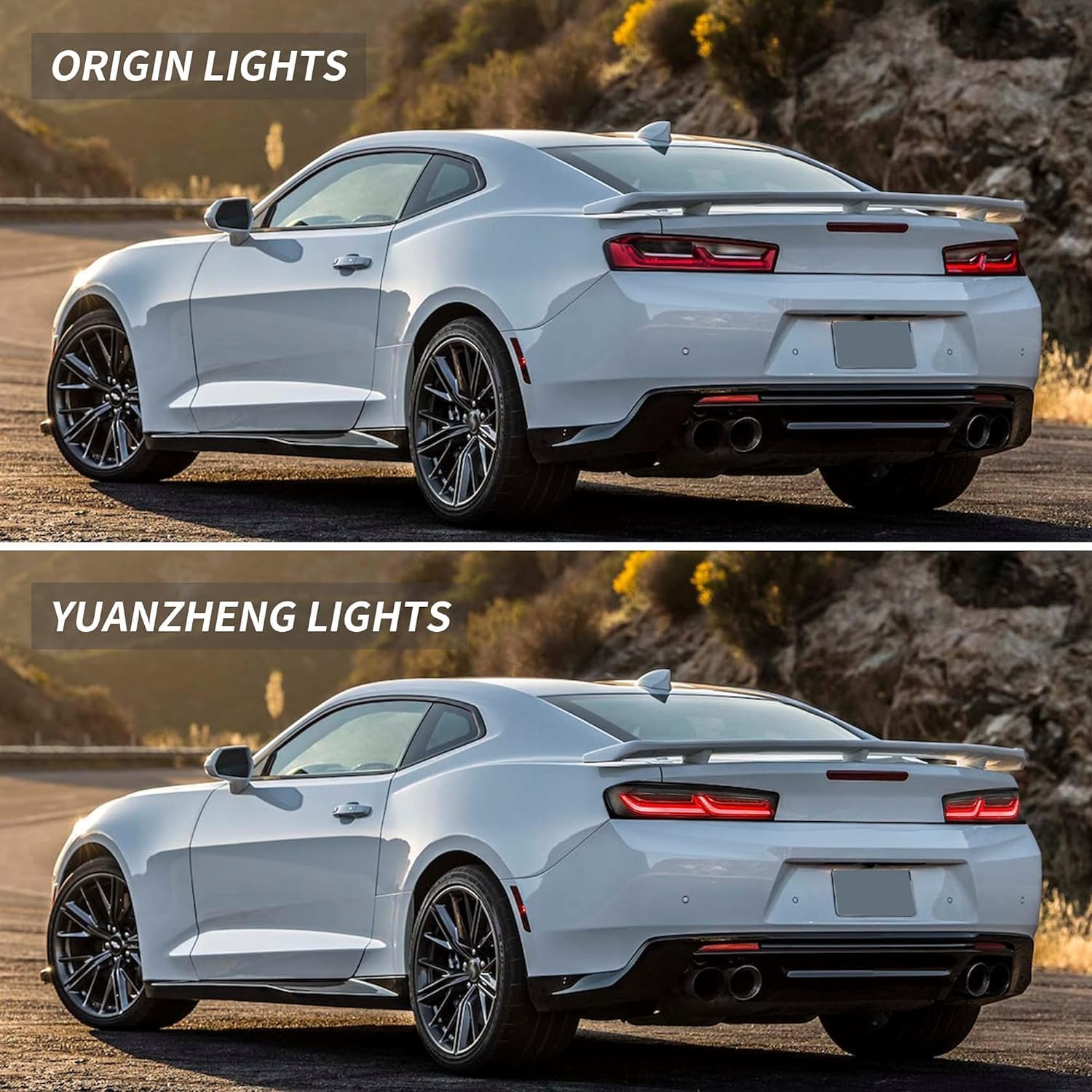 VLAND LED Headlights & Red Turn Signal Tail Lights For 2016 2017 2018 Chevrolet Chevy Camaro LT, SS, RS, ZL, LS Coupe and Convertible, Clear and Smoked Lens Style, Driver & Passenger Side, 4 PCS