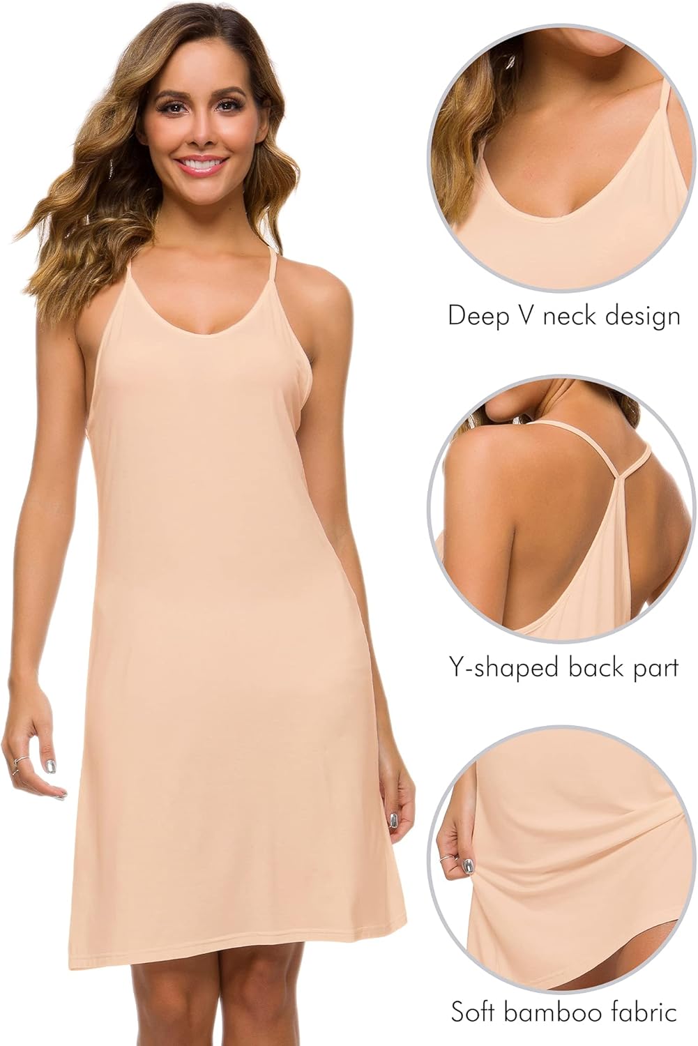 WiWi Slip Dress for Women Bamboo Viscose Spaghetti Strap Lingerie Sexy Cool Nightgowns Soft Sleep Chemise S-4X - Image 4