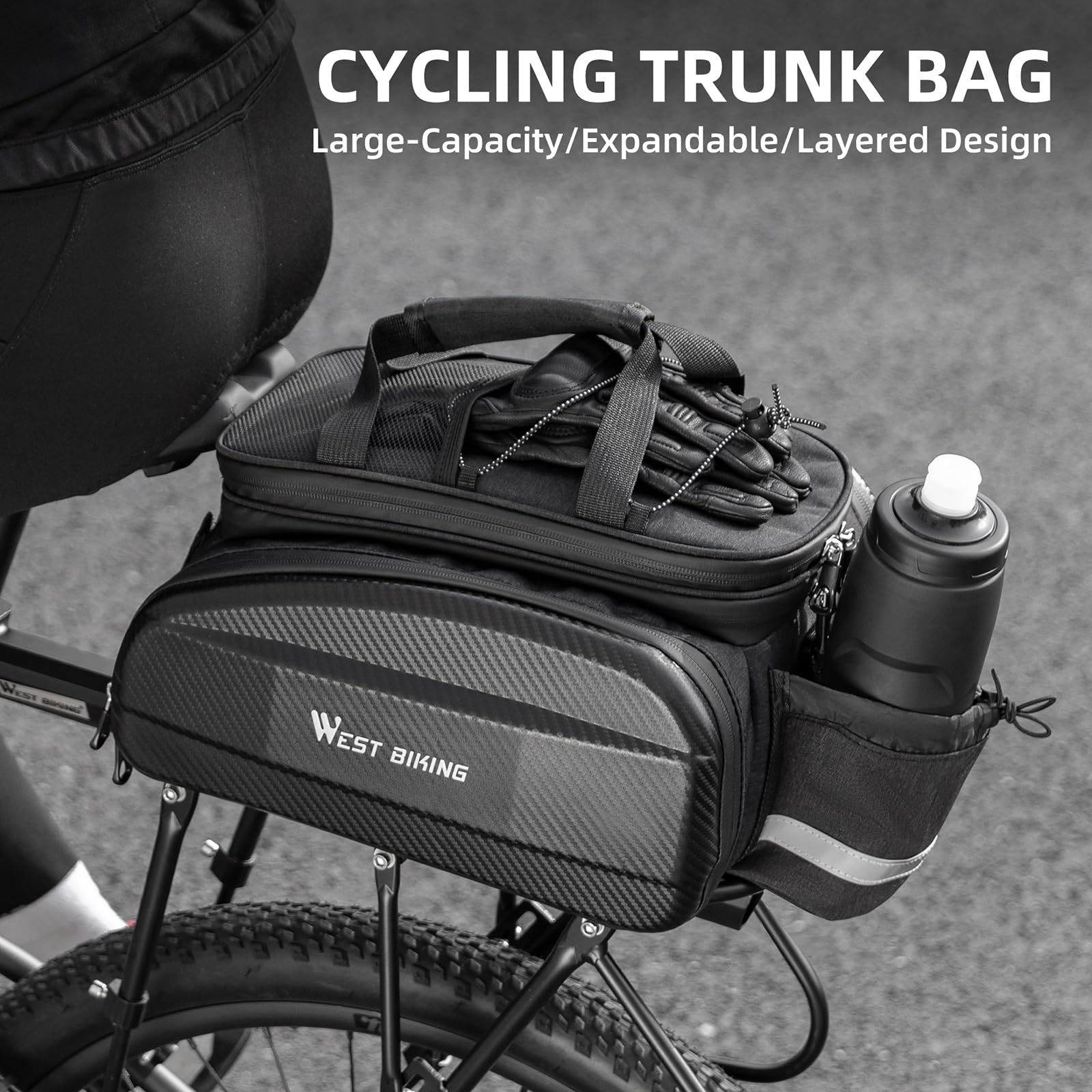 LuTuo Bike Bags for Bicycles Rear Rack,31L Panniers Bike Trunk Bags with Reflector,Rain Cover & Shoulder Strap,3 in 1 Bicycle Rack Bag for Commuter Travel Outdoor