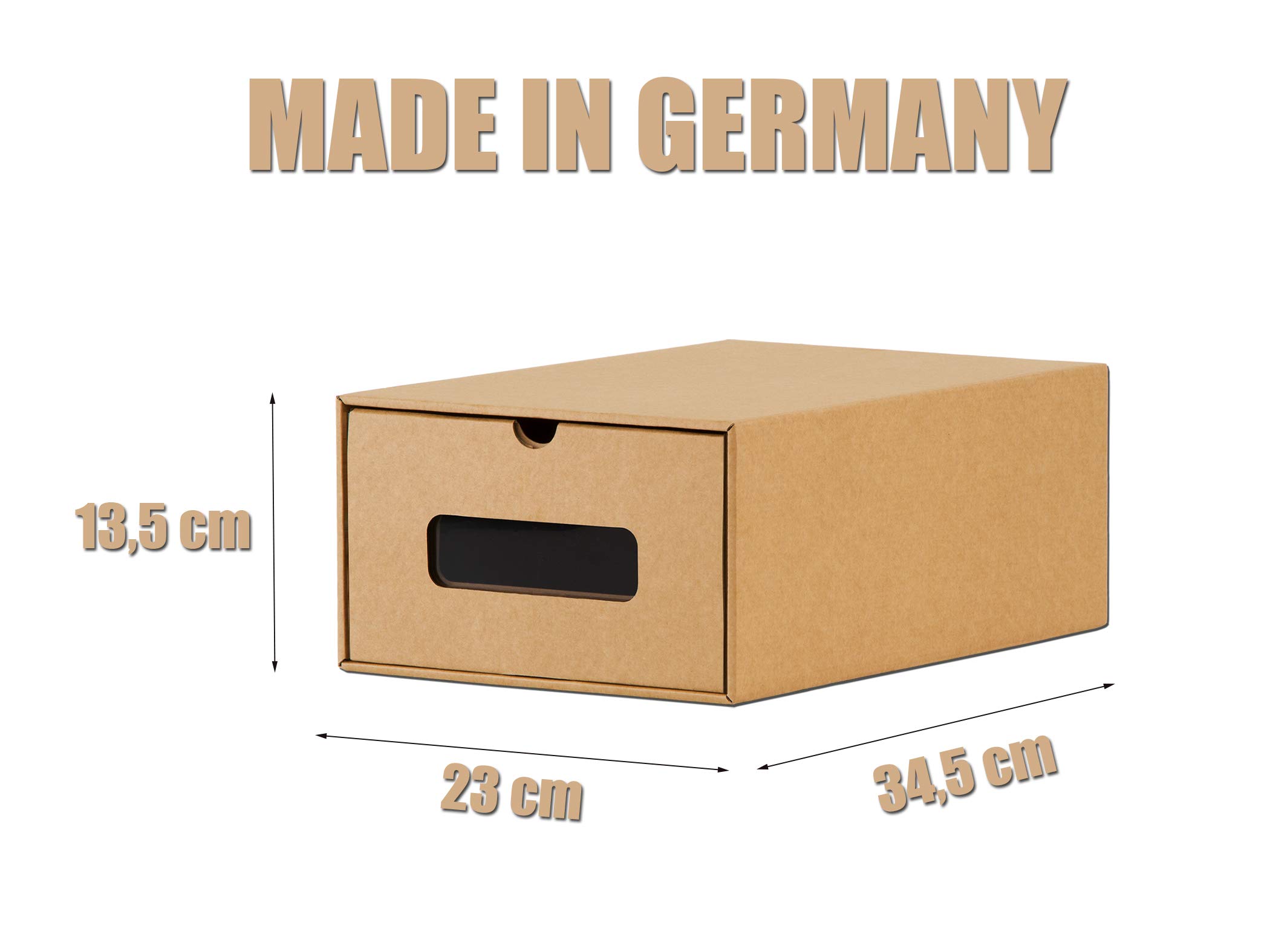 BigDean 30er Boxen-Set mit Sichtfenster + Schublade - Pappkarton aus Kraftpapier - Schuhbox Spielzeug-Box Aufbewahrung für Zubehör & Accessoires