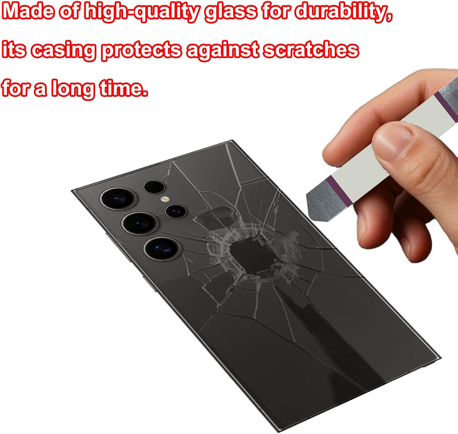 S24 Ultra Back Glass Replacement for Samsung Galaxy S24 Ultra 5G Back Glass Cover with Pre-Installed Tape and Camera Lens +Tools (Dark Gray)