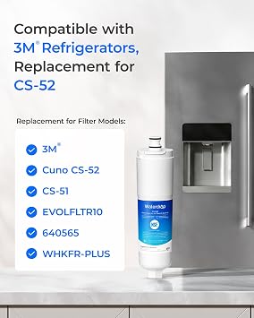 Waterdrop CS-52 Refrigerator Water Filter, Replacement for Bosch 640565, Whirlpool WHKF-R-PLUS, EVOLFLTR10, 3M Cuno CS-52, CS-51, W1085590, 51000, WD-F26B, 3 Filters