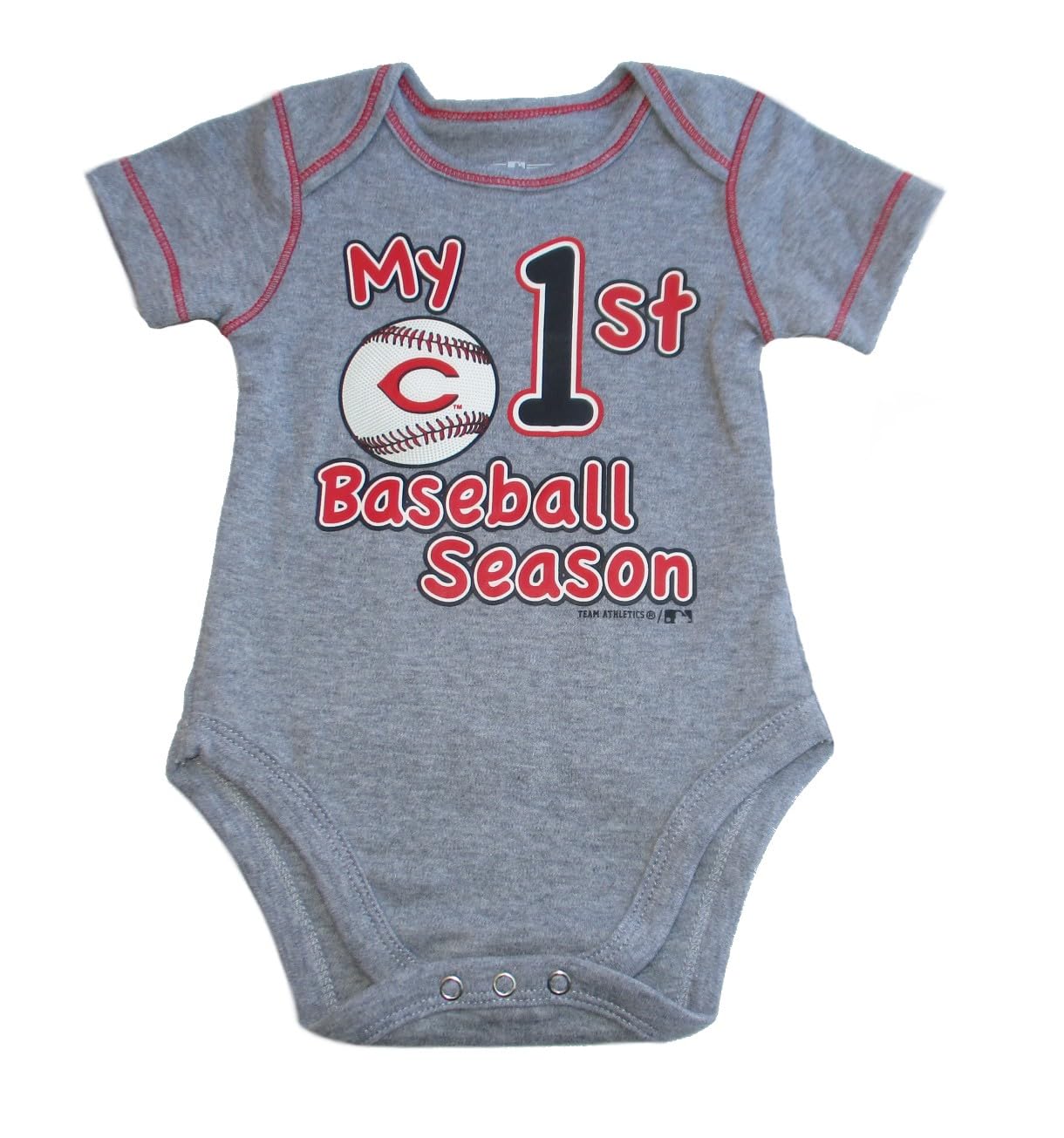 VF Cincinnati Reds Baseball Team Logo Infant Creeper Bodysuit - Red (Gray, 6-9 Months, Cincinnati Reds)