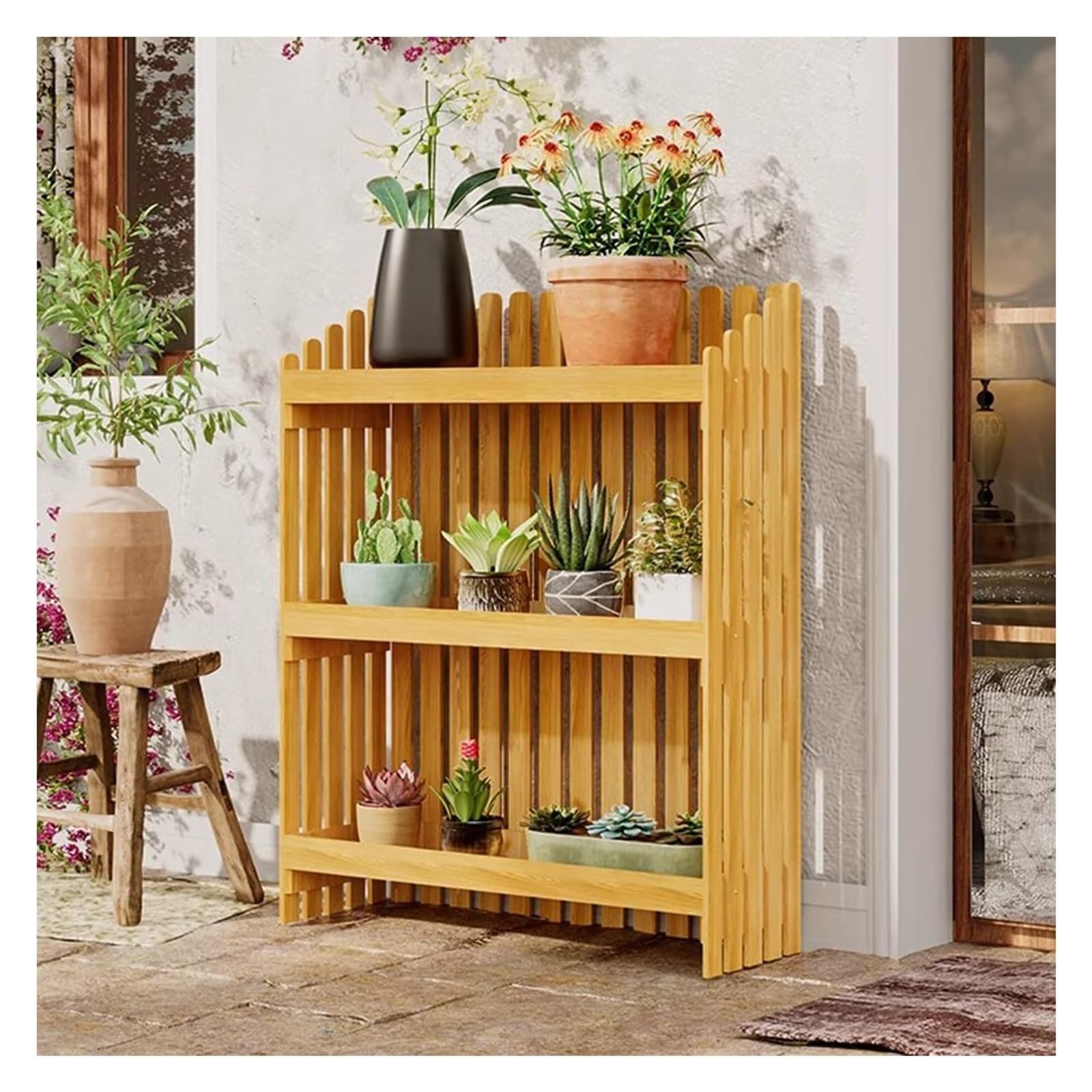 YNIYUJKL Plant Stand Plant Stand Indoor, Wood Plant Stand, 3-Tier Plant Shelf,Indoor Outdoor Flower Pot Display Shelf Rack, Multiple Ladder Stand Planter Holder