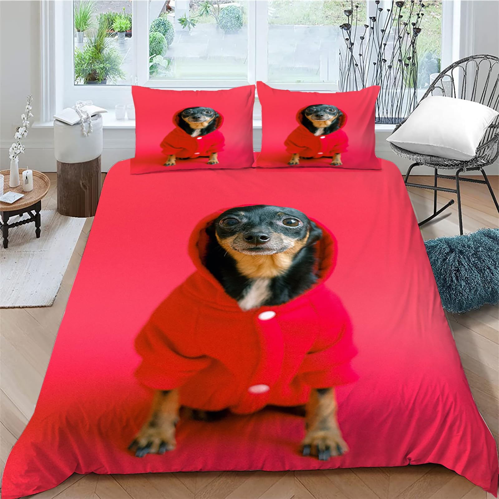Parure de lit Pinscher Nain 90x190 cm pour chambre enfant avec 2 taies d'oreiller
