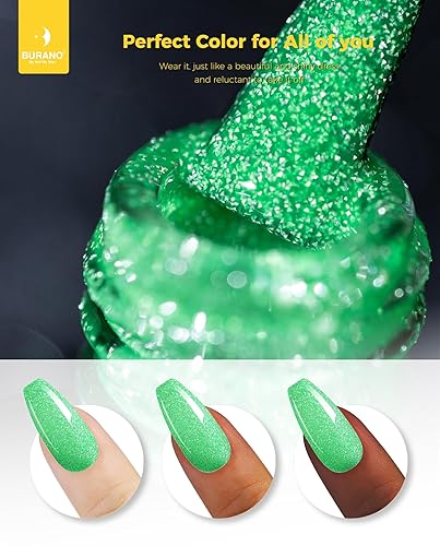 Miniatura 5 de BURANO Esmalte de uñas de gel reflectante, 0.2 fl oz, esmalte de gel reflectante con purpurina de diamante, esmalte de gel de color brillante de