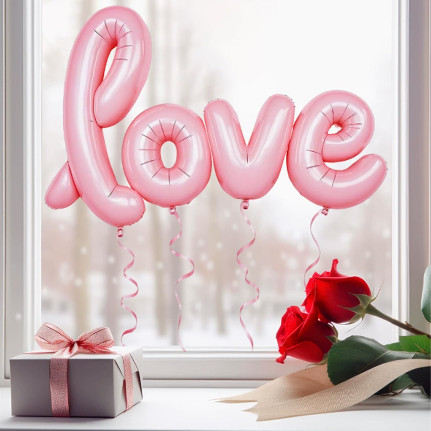 Condition photo showing New/Like New for valentine's day window clings reusable pink love window stickers static double-sided holiday window decorations for wedding anniversary party home glass door decor styl 12