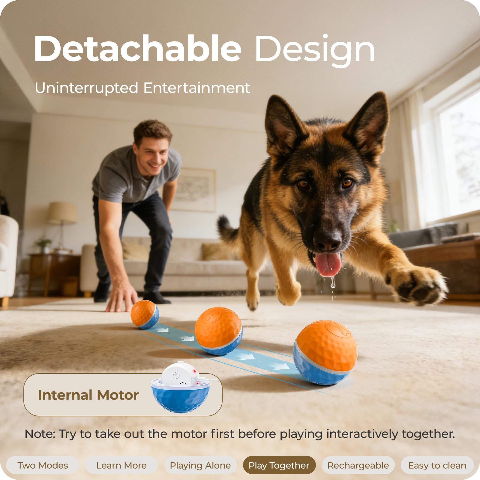 Interactive Dog Toys - Palla per cani, 95 mm
