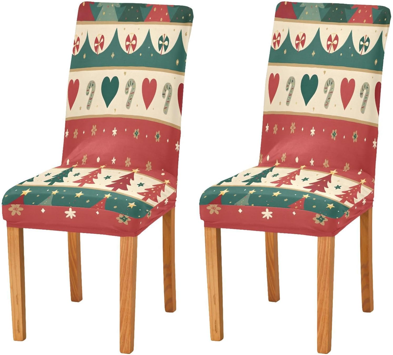 ALAZA Chair Covers for Dining Room, Christmas Tree Love Pattern Stretch Chair Cover Sets Chair Protector Removable Washable for Ktichen Restaurant Hotel