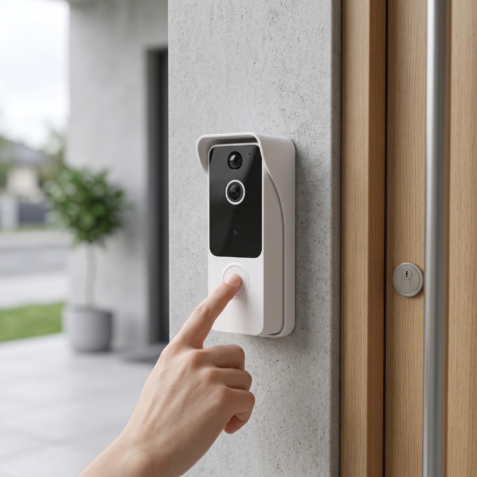 Luocute Timbre con Vídeo Inteligente, 1080P HD Gran Angular de 160°, Detección de Movimiento AI, Audio Bidireccional, Visión Nocturna, con Batería o Alimentación por Cable, para