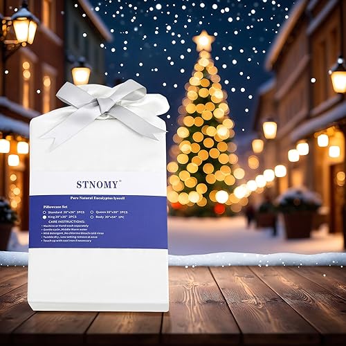 Miniatura 8 de STNOMY Juego de 2 fundas de almohada de alta calidad, 100% eucalipto, Tencel Lyocell King, absorben la humedad, suave y liso, cierre de sobre de