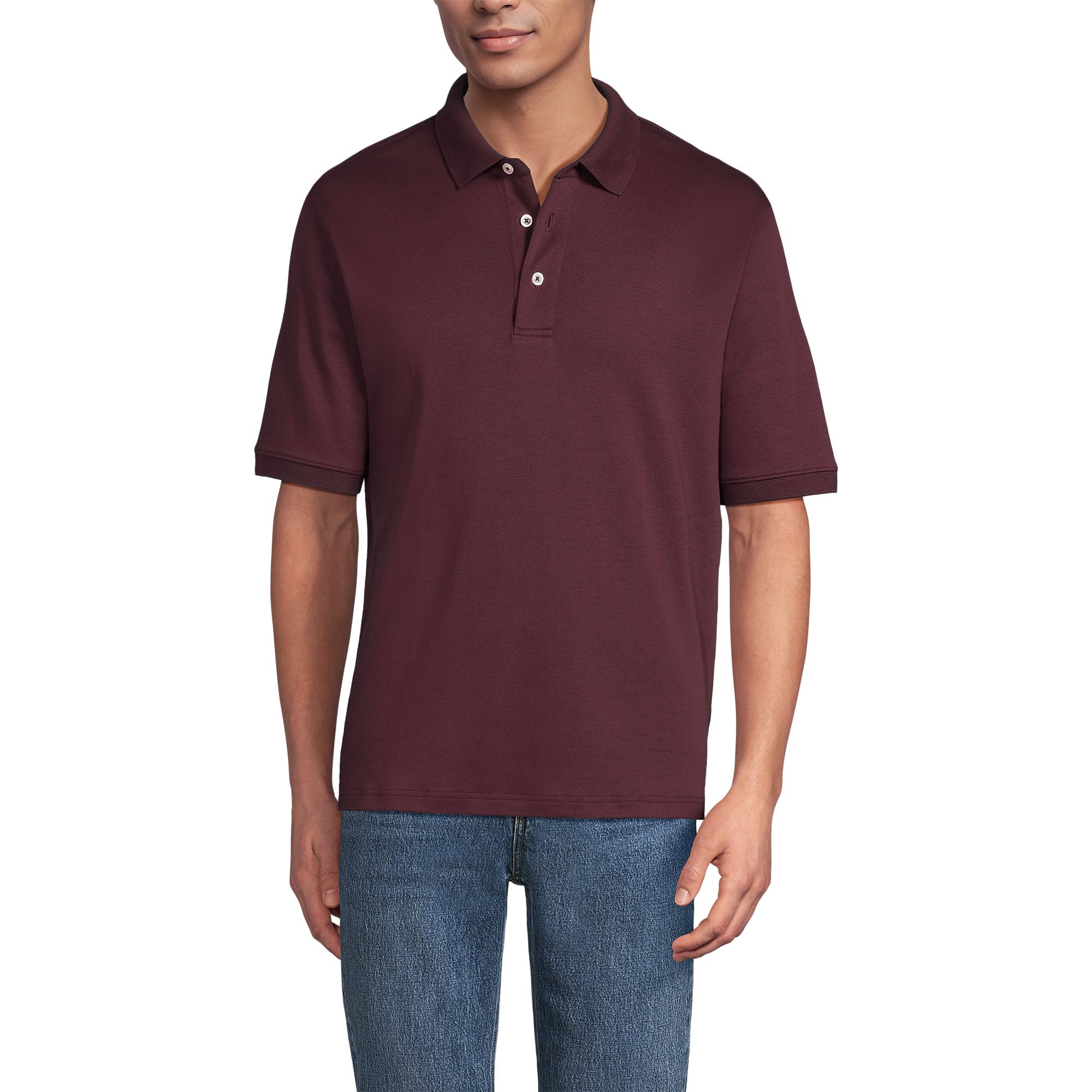 Lands' End Men's Short Sleeve American-Grown Supima Cotton Polo Shirt