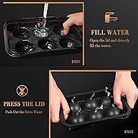 Vista 3 de Molde redondo para cubitos de hielo con tapa, máquina de bolas de hielo de esfera de 2.2 pulgadas, molde grande para cubitos de hielo para whisky