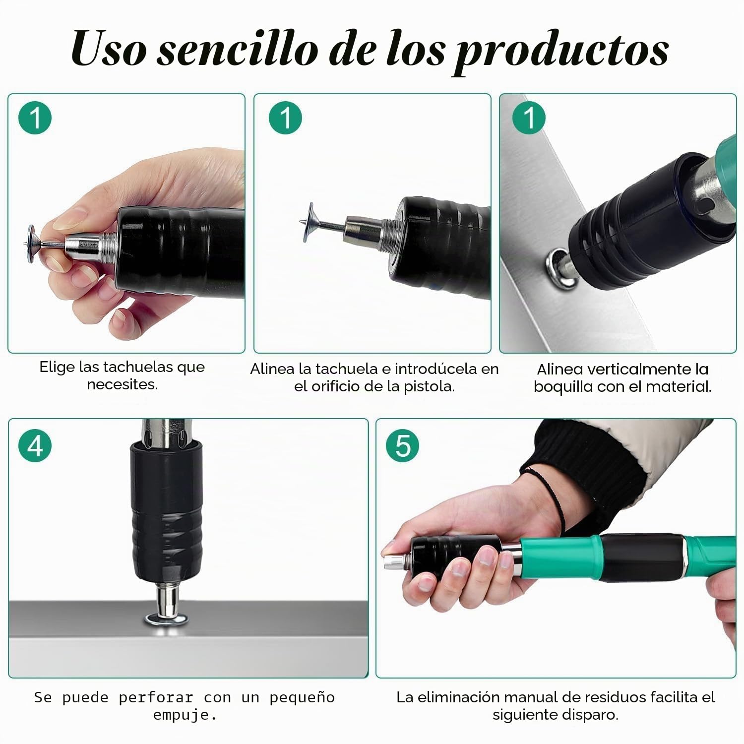 Pistola de Clavos para Hormigon Neumatica, Clavadora Hormigon, Nail Gun, Pistola de Impacto Clavos con 100 Clavos Redondos - para Acero y Concreto - Fácil de Usar