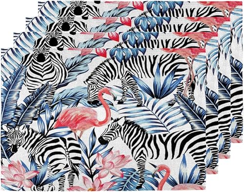 Cute Zebra Texture Placemats Set of 4 Table Mats Washable Placemat Waterproof Place Mats for Party Home Dining Table Decor 18x12 in