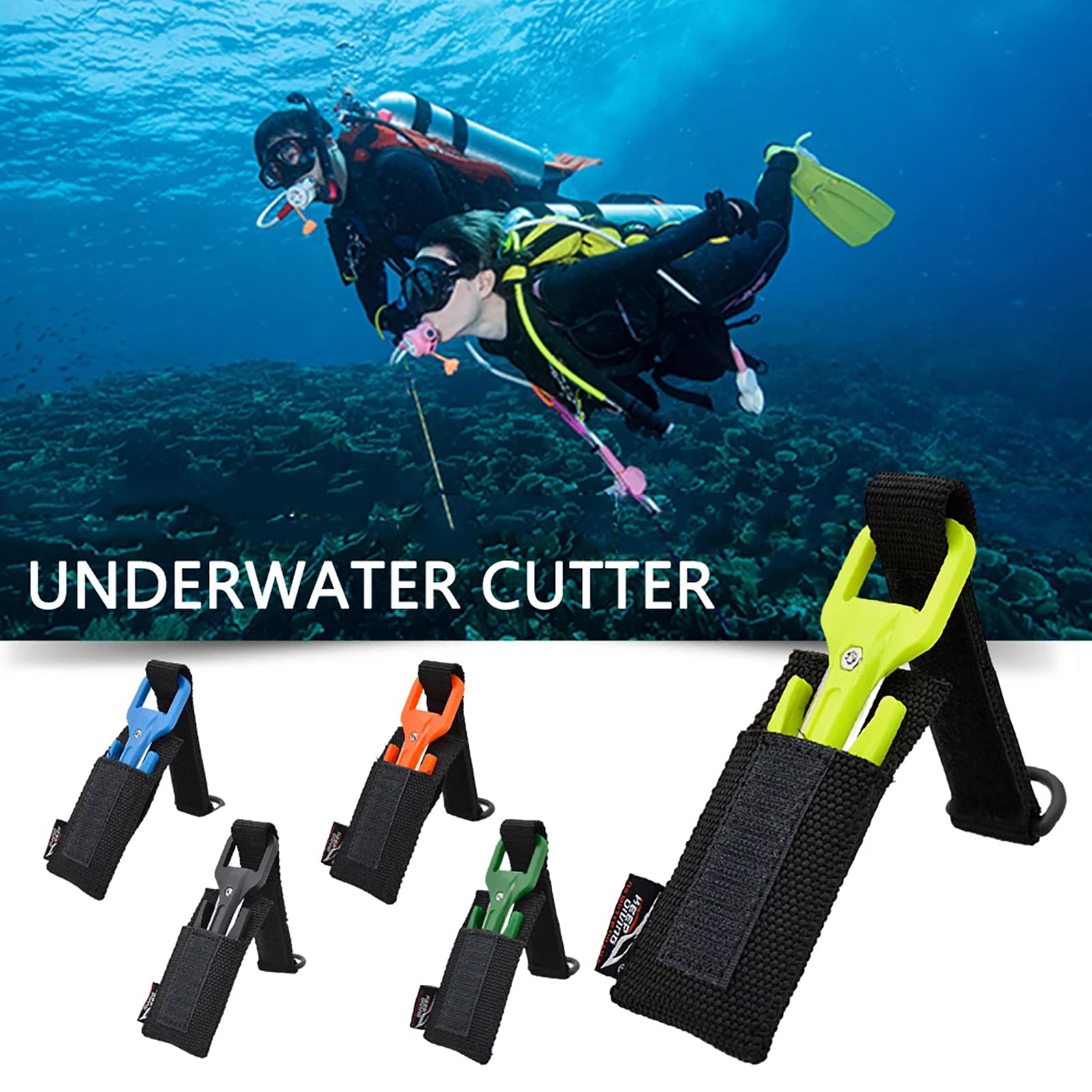WYYHAA Underwater Line Cutter for Scuba Diving - Nylon Handle with Glass Fiber, Compact Durable Corrosion-Resistant Lightweight,Yellow